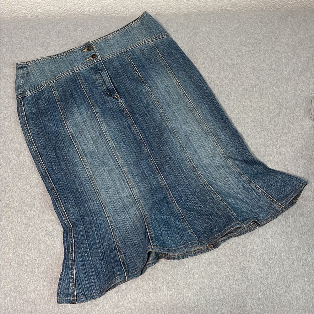 Jeanology Denim Midi Skirt Plus Size 16 Mermaid Western Cowgirl